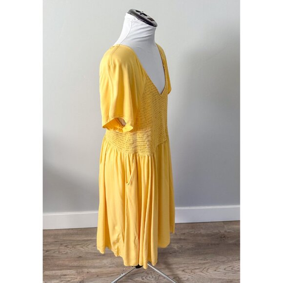 Torrid Mini Challis Smocked Skater Dress in Butter Yellow - Picture 9 of 13